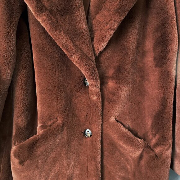 Last Chance! NWOT Ba&sh Fibie Relaxed Faux Fur Teddy Coat Brown Small - Picture 5 of 10